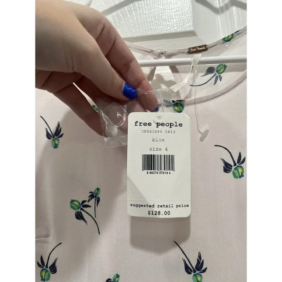 Free People Margot Slip Dress Set- 2 Dresses- Blue Polka Dot NWT - Picture 7 of 16